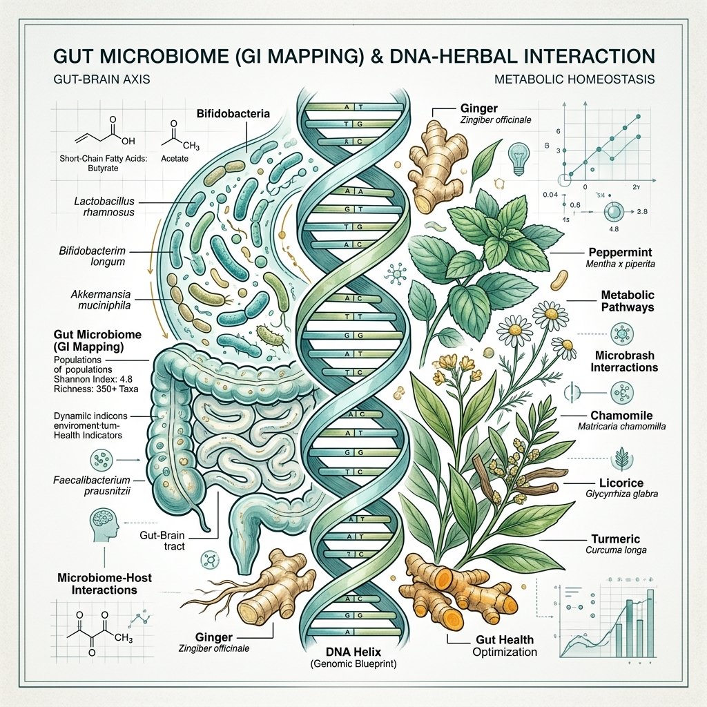 Microbiome DNA mapping and botanicals artwork